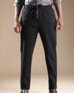 Regular Fit Linen Blend Pant Black