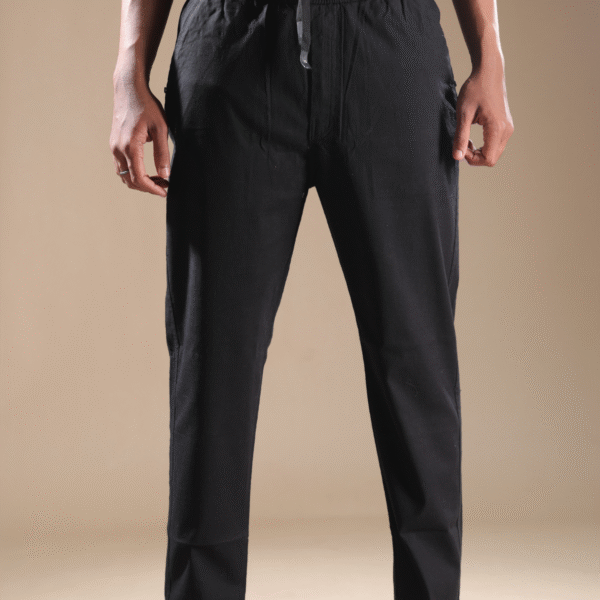 Regular Fit Linen Blend Pant Black