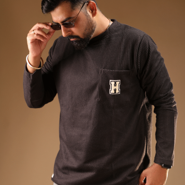 Knitted Full Sleeve Tshirt Black