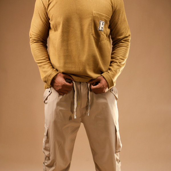 Knitted Full Sleeve Tshirt Beige