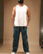 Relaxe Fit BellBottom Cargo Peacock-Blue