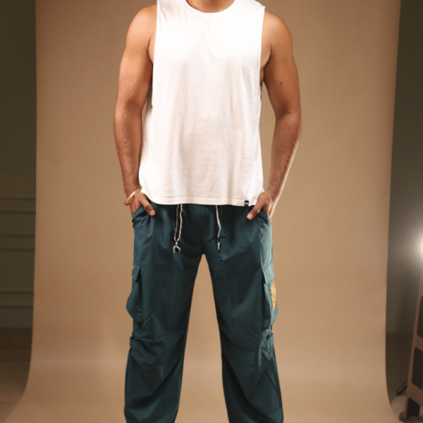 Relaxe Fit BellBottom Cargo Peacock-Blue