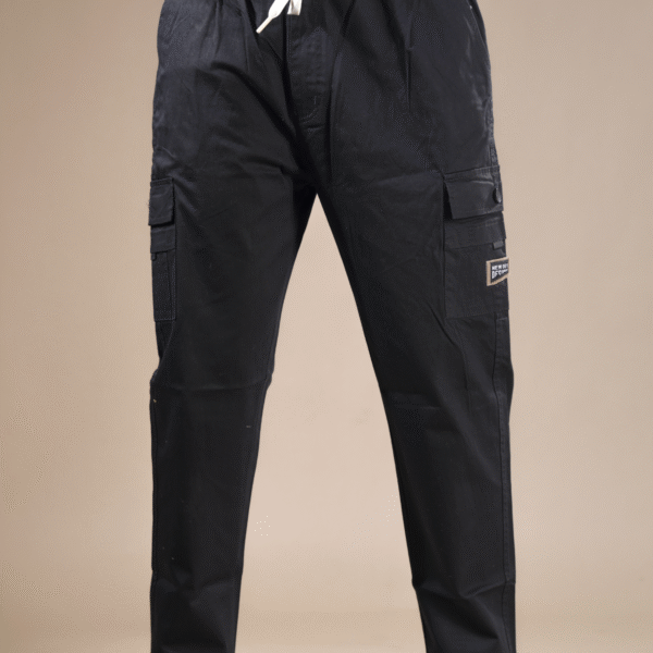 Regular Fit Linen Blend Cargo Black