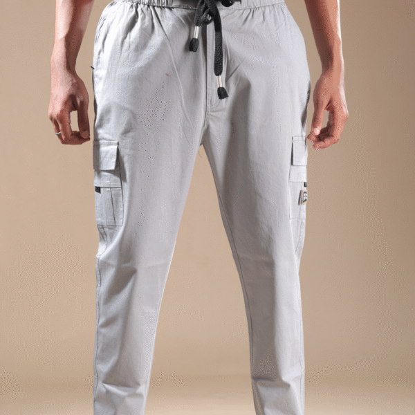 Regular Fit Linen Blend Cargo Gray