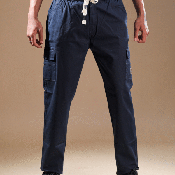 Regular Fit Linen Blend Cargo Navy