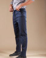 Regular Fit Linen Blend Pant Navy - Image 3