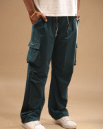 Relaxe Fit BellBottom Cargo Peacock-Blue - Image 3