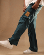 Relaxe Fit BellBottom Cargo Peacock-Blue - Image 4